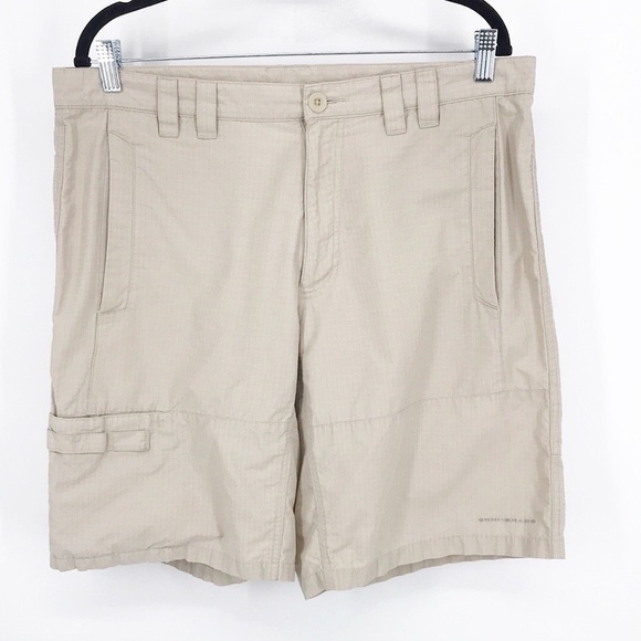 Columbia PFG Mens Size 36 Khaki Ripstop Flat Front Hiking Water Shorts - Picture 1 of 13